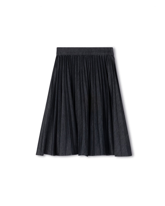 MALLORY AND MERLOT BLACK DENIM PLEATED SKIRT [FINAL SALE]