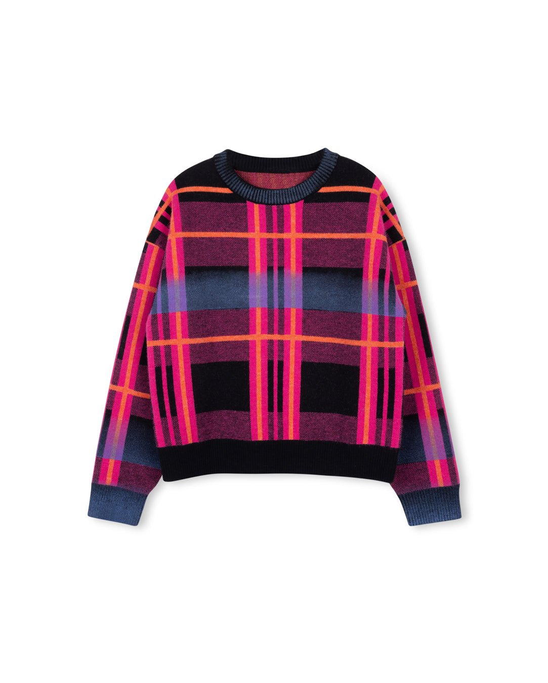 VIBE HOT PINK PLAID KNIT SWEATER