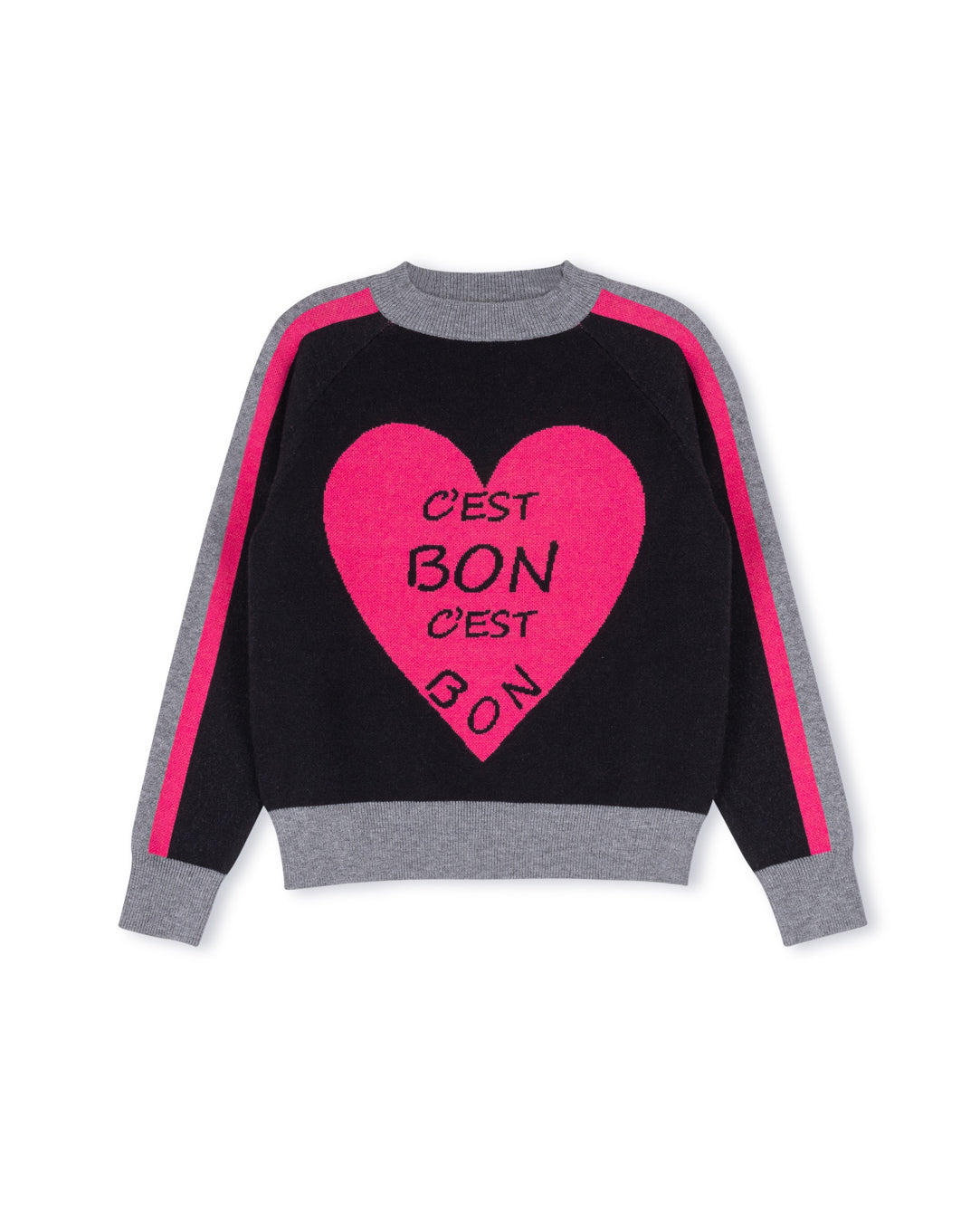 VIBE BLACK/PINK CENTER HEART KNIT SWEATER [FINAL SALE]