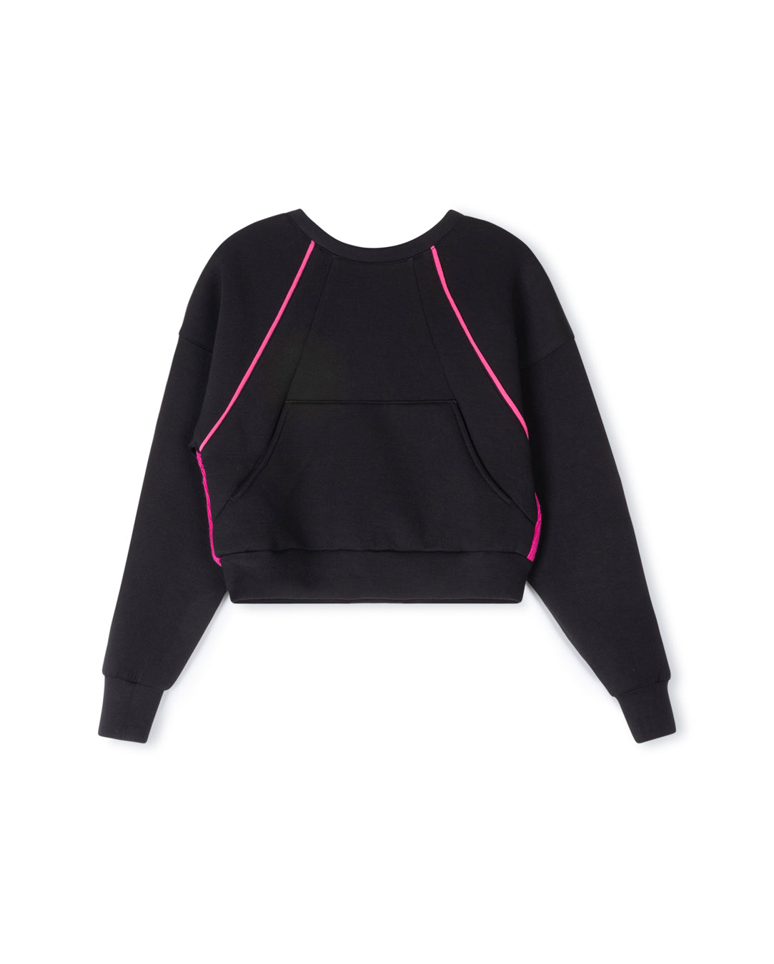 VIBE BLACK/PINK TRIM BACK KNIT SWEATSHIRT TOP