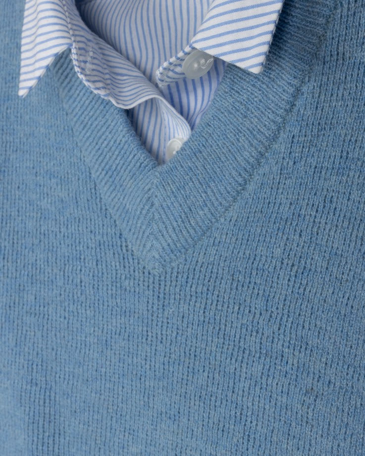 HARPER JAMES BLUE PINSTRIPED SHIRT VEST SET
