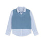 HARPER JAMES BLUE PINSTRIPED SHIRT VEST SET