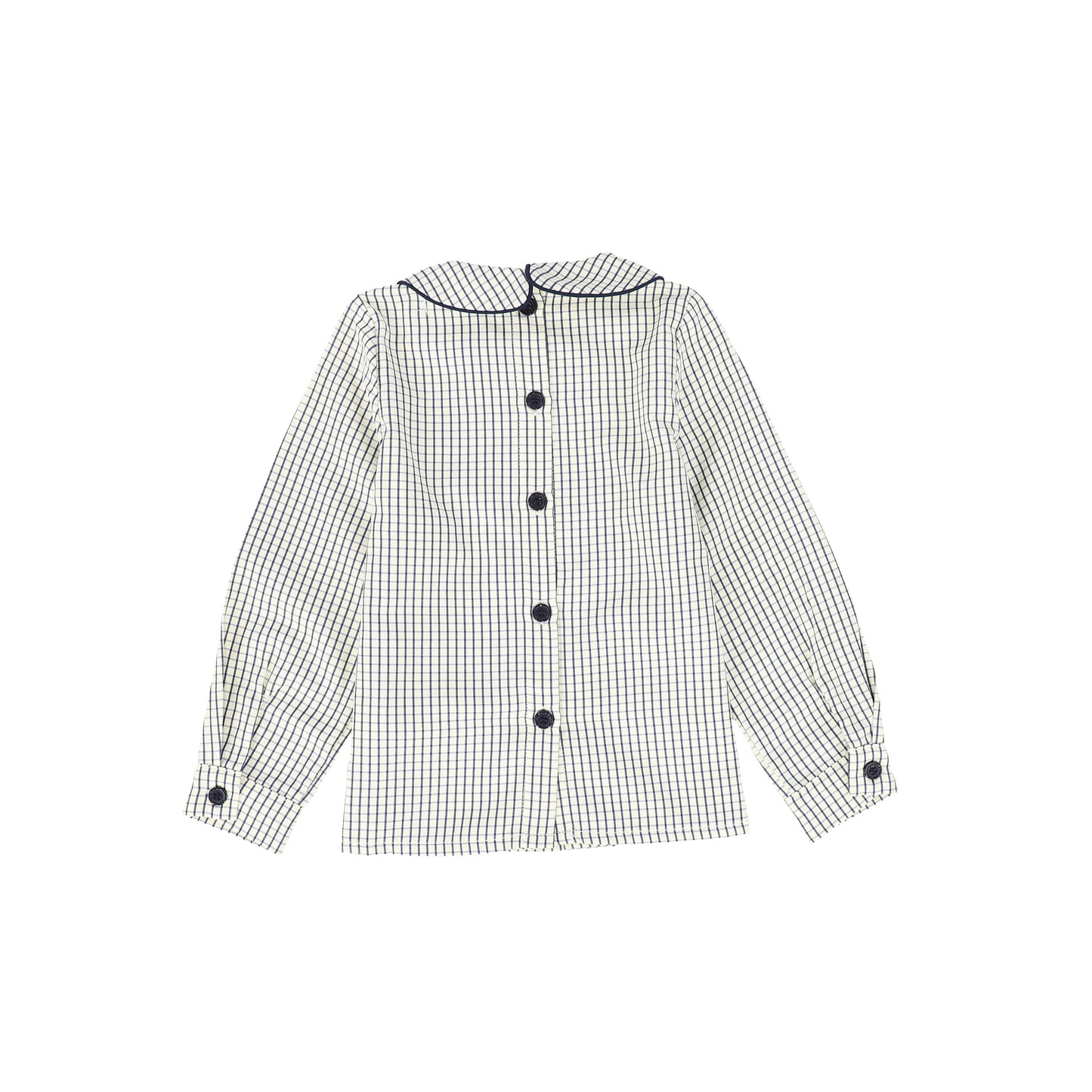 Le Bourdon Navy Checked Trim Collar Shirt