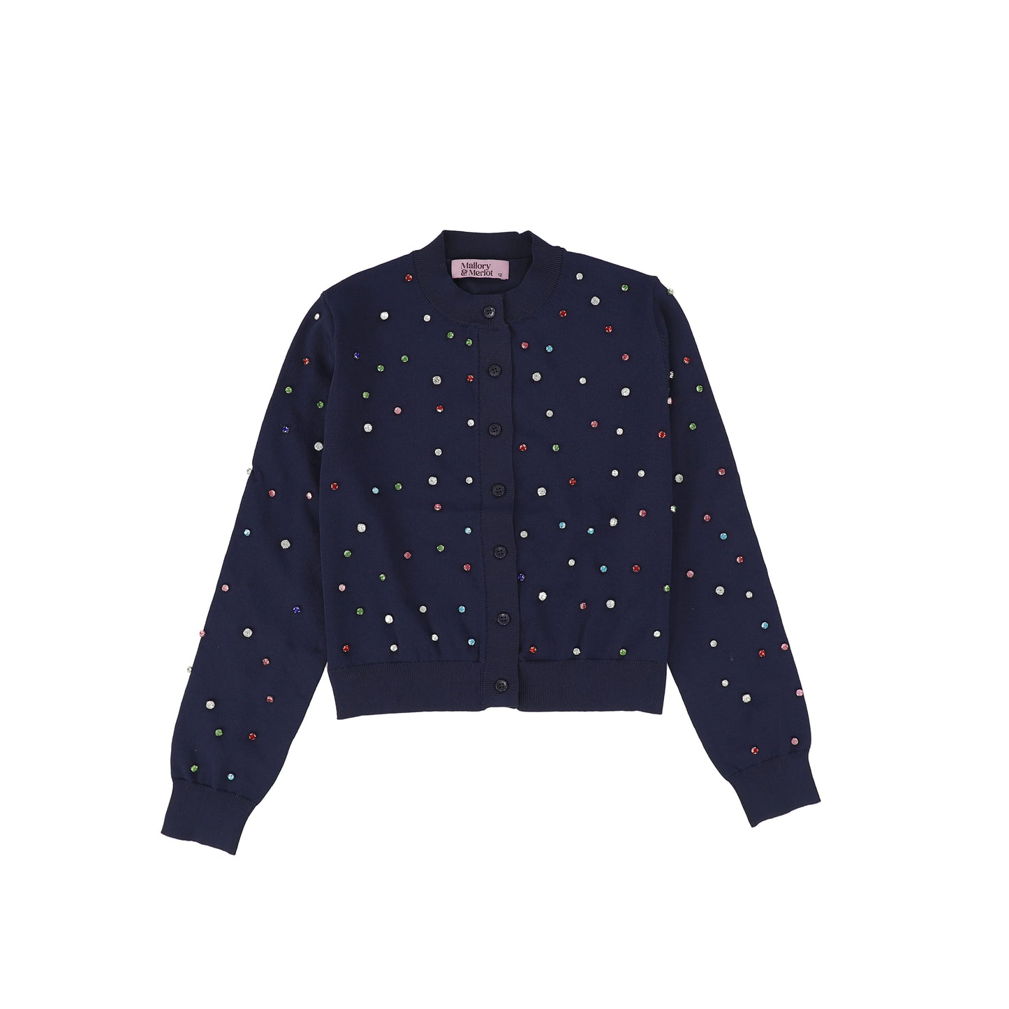 MALLORY AND MERLOT NAVY COLORED STONES CREW NECK CARDIGAN [FINAL SALE]