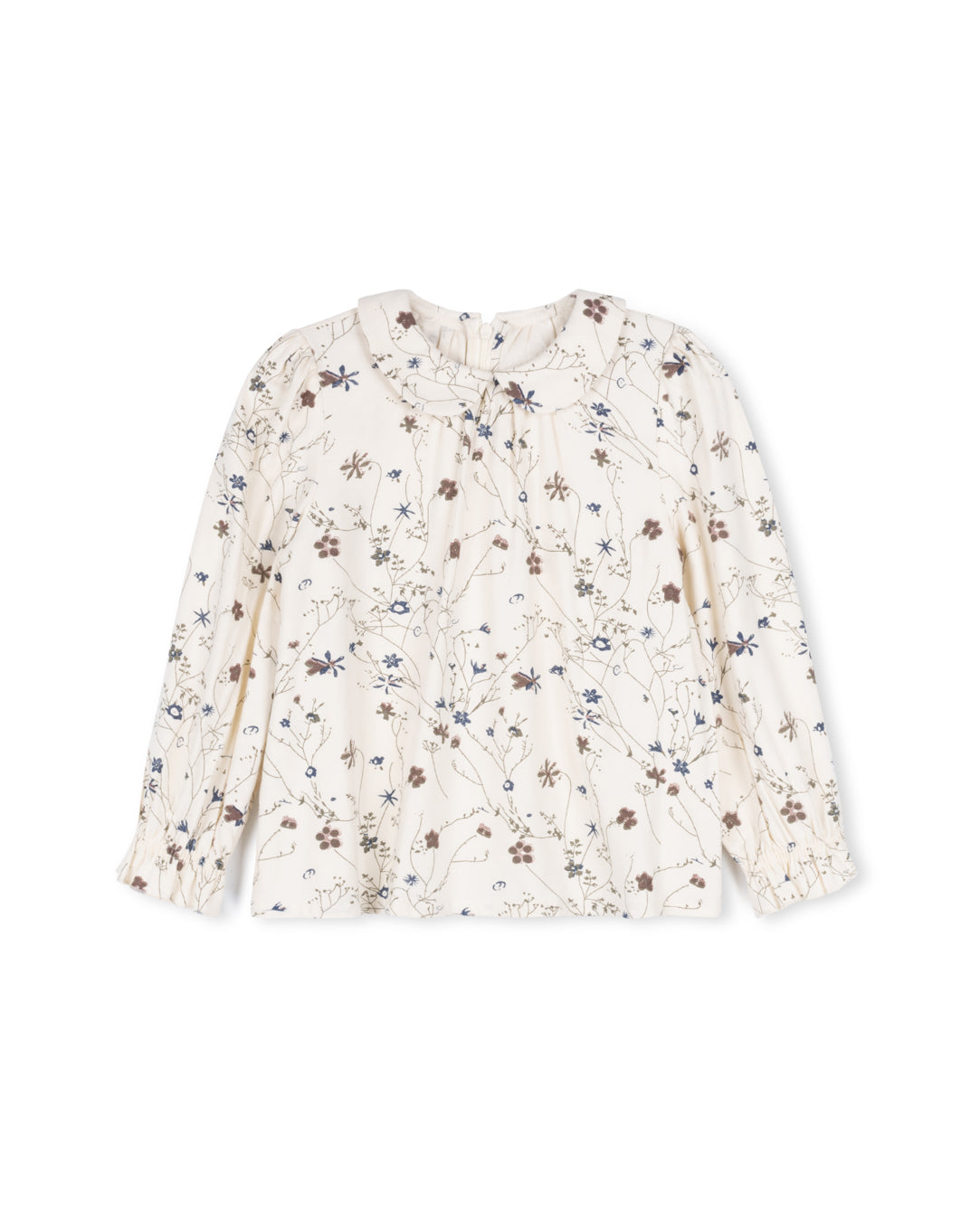 ONE CHILD CREAM/BROWN FLORAL PETER PAN COLLAR BLOUSE