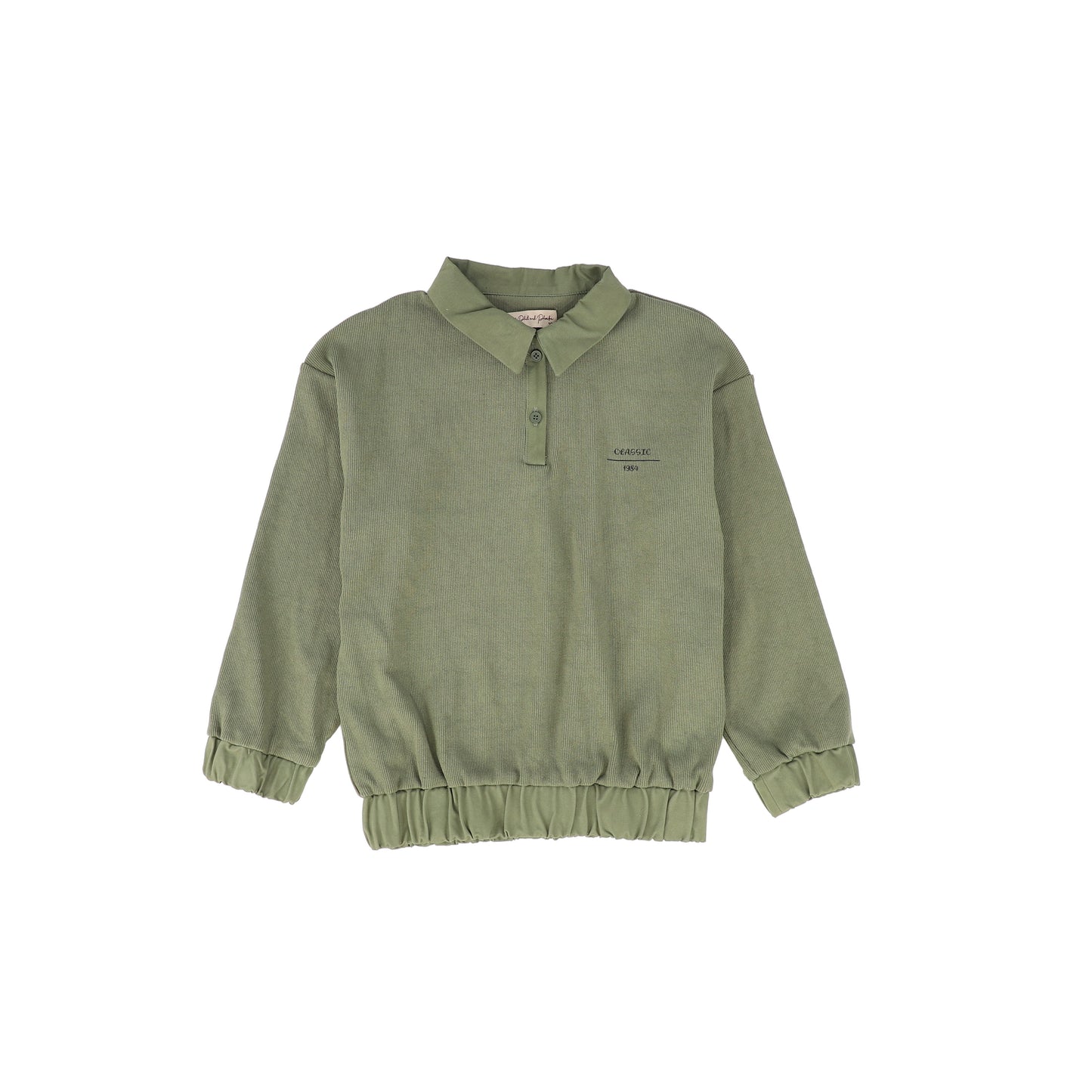 PHIL AND PHOEBE GREEN RIBBED POPLIN COLLARED SWEATSHIRT [FINAL SALE]