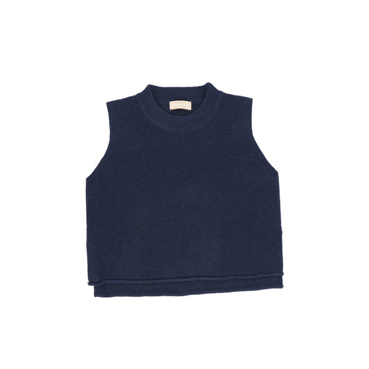 ONE CHILD NAVY RIBBED KNIT VEST [FINAL SALE]