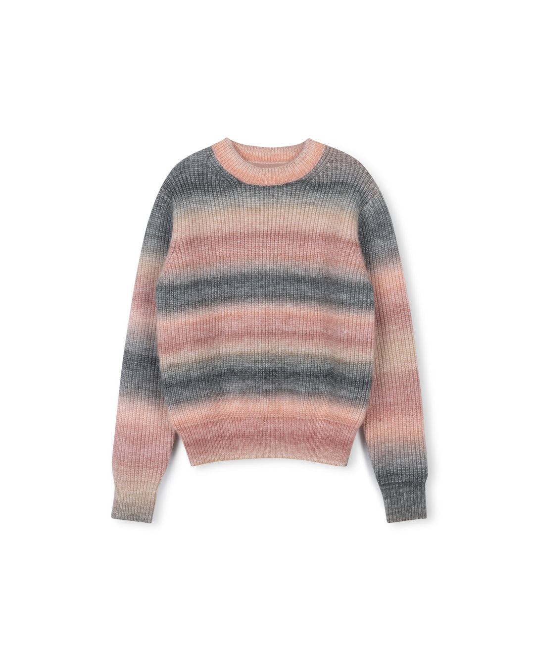 TUSTELLO PINK/GREY STRIPE KNIT SWEATER