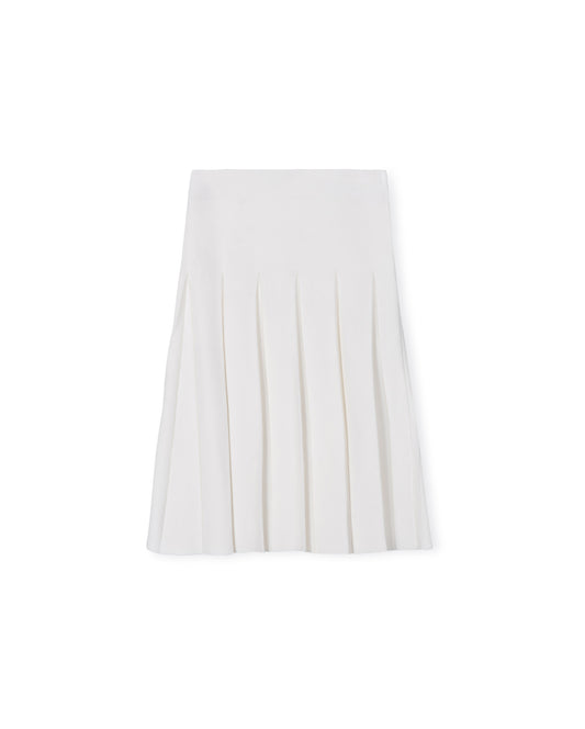 MALLORY AND MERLOT IVORY SILK KNIT PLEATED SKIRT [FINAL SALE]