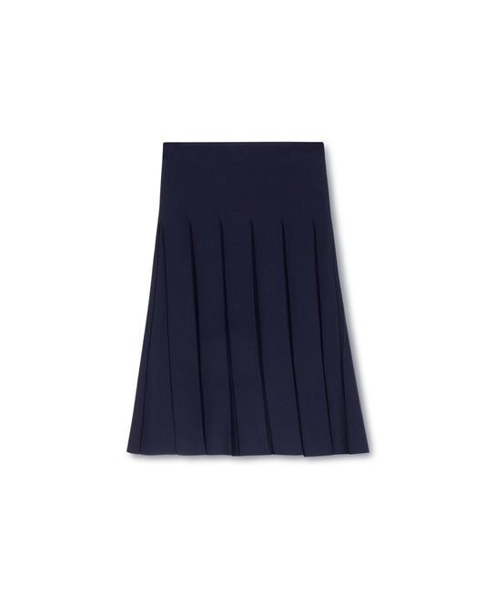 MALLORY AND MERLOT NAVY SILK KNIT PLEATED SKIRT [FINAL SALE]