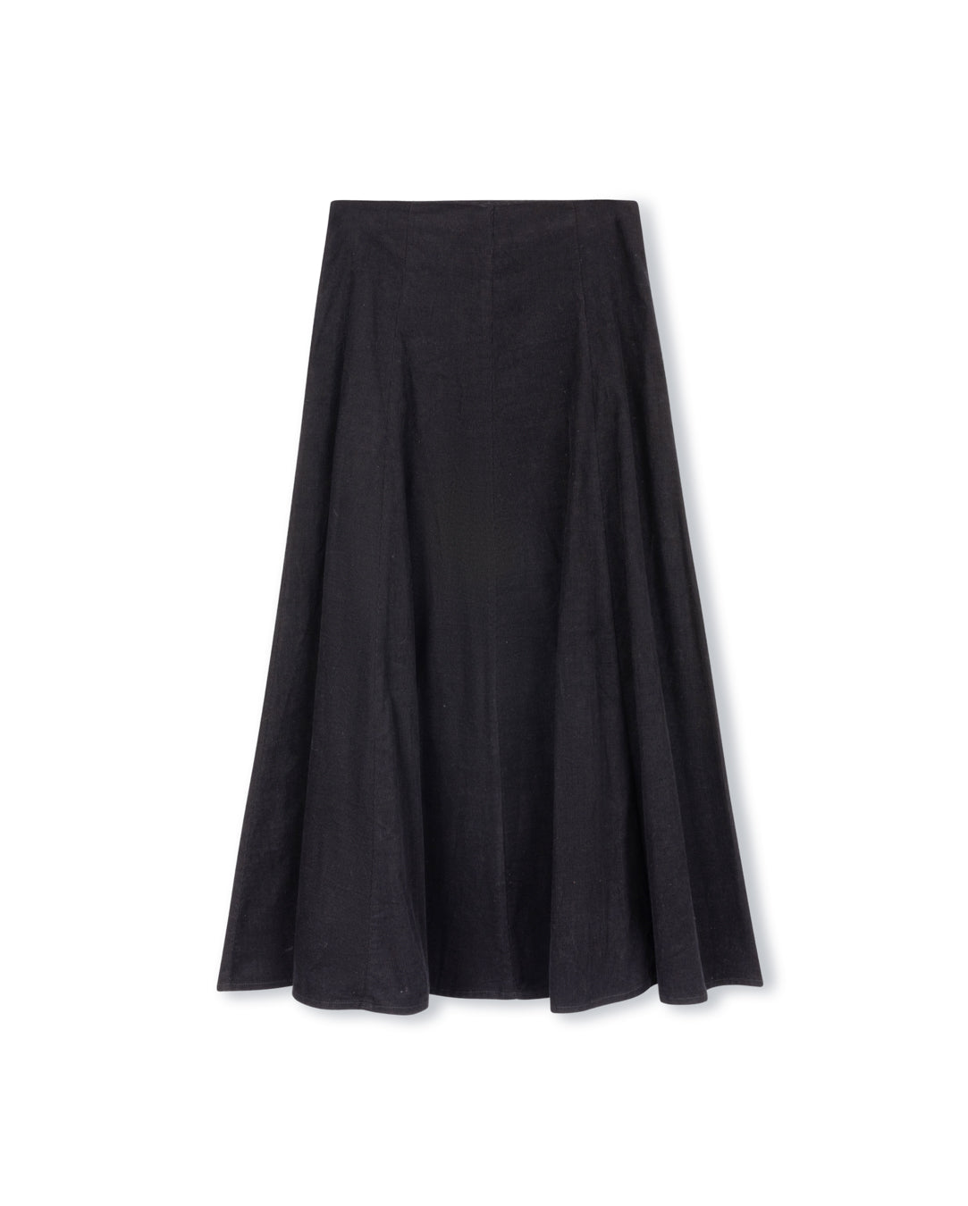 VIBE BLACK CORDUROY PANELED MIDI SKIRT