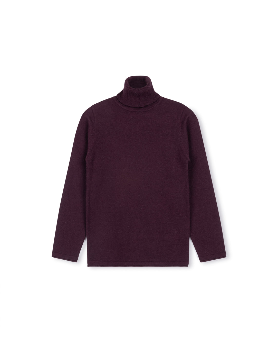 LILOU BURGUNDY FITTED FLAT KNIT TURTLENECK