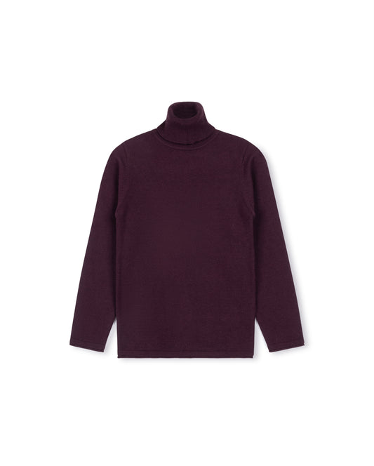 LILOU BURGUNDY FITTED FLAT KNIT TURTLENECK