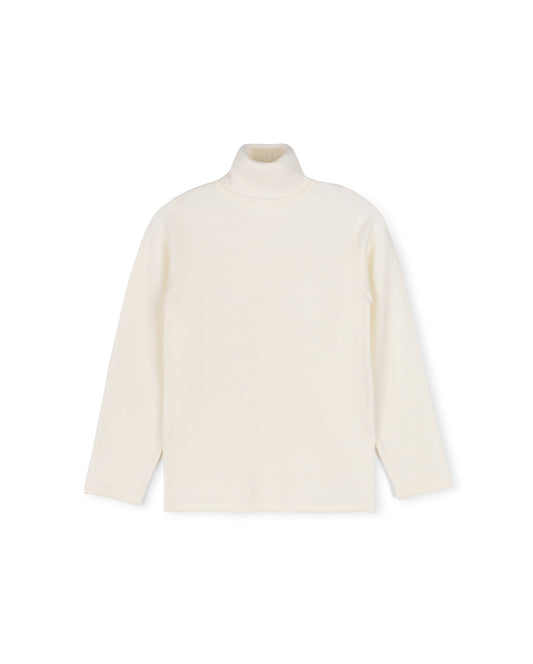 LILOU IVORY FITTED FLAT KNIT TURTLENECK