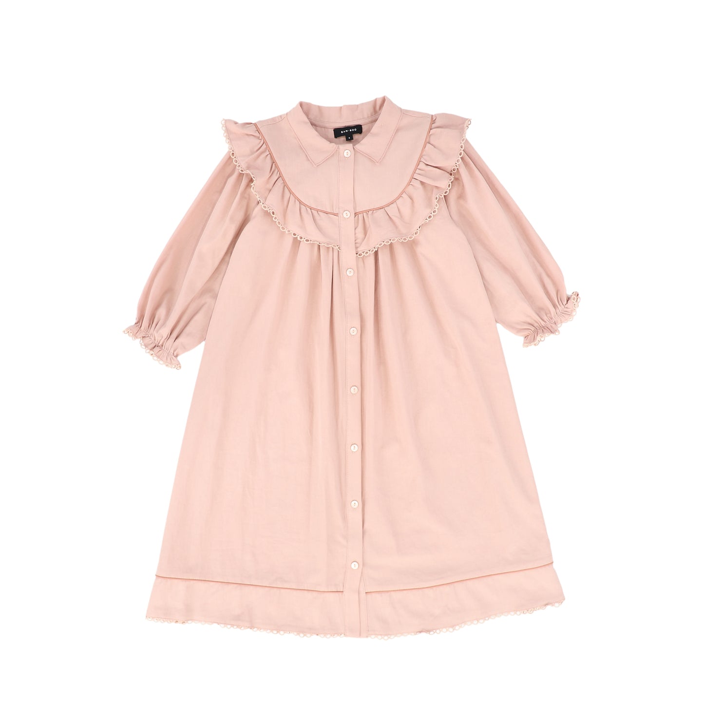 BAMBOO PINK LACE TRIM DRESS