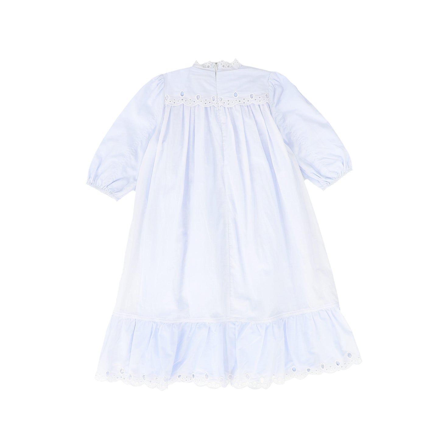 BAMBOO LIGHT BLUE EYELET TRIM DRESS