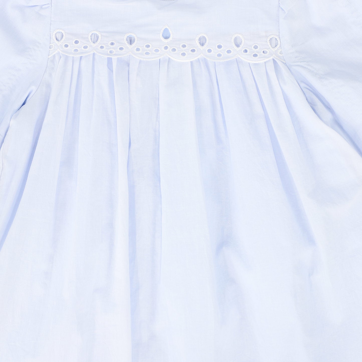 BAMBOO LIGHT BLUE EYELET TRIM DRESS