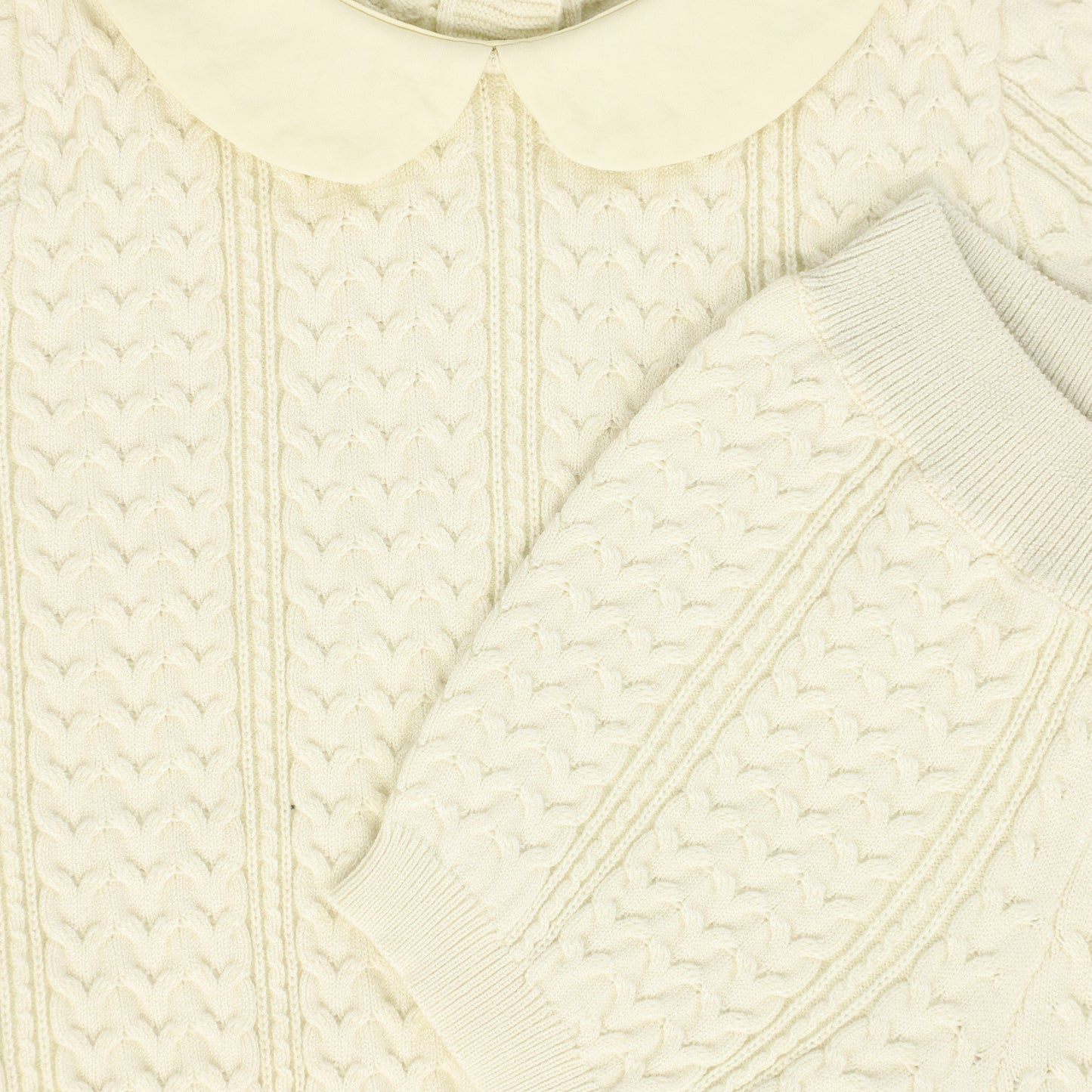 BAMBOO CREAM KNIT COLLARED SET