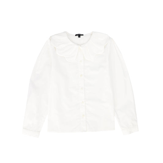 BAMBOO WHITE SCALLOP COLLAR BLOUSE