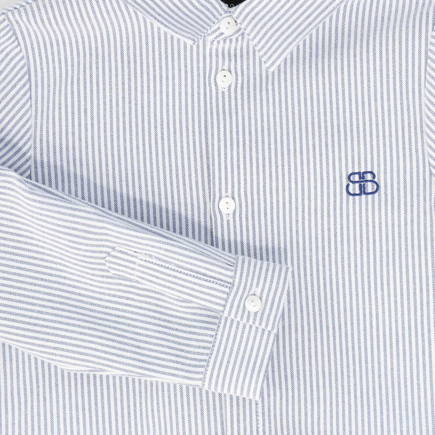 BAMBOO WHITE/BLUE STRIPED EMBLEM COLLAR SHIRT