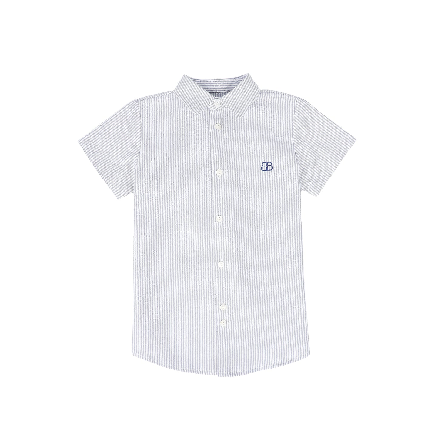 BAMBOO WHITE/BLUE STRIPED EMBLEM SS SHIRT