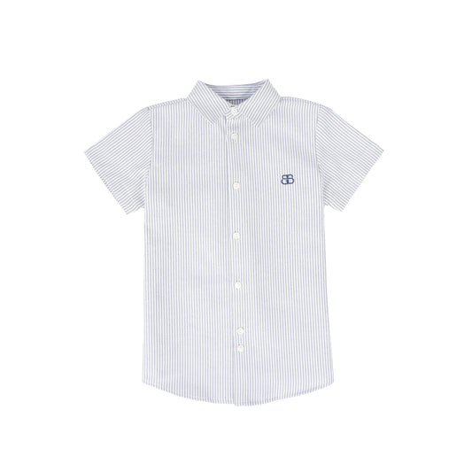 BAMBOO WHITE/BLUE STRIPED EMBLEM SS SHIRT