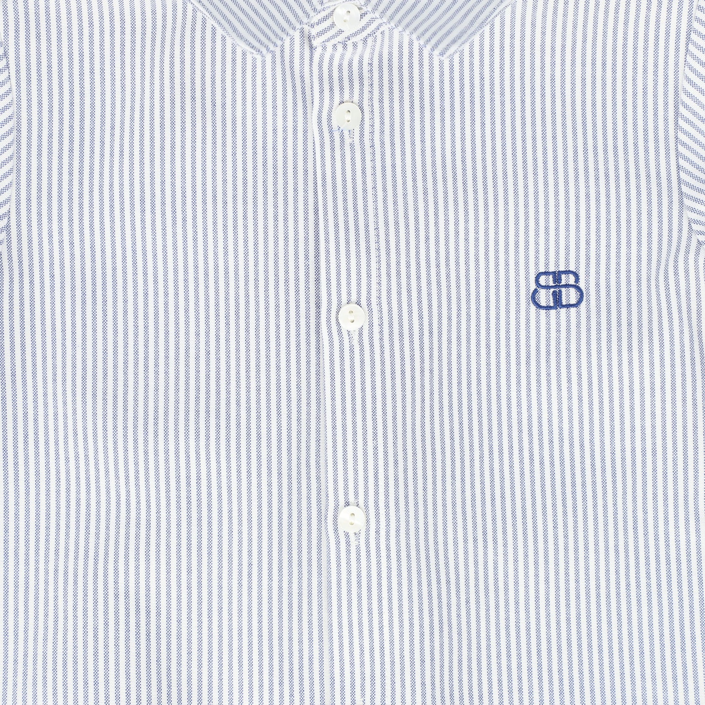 BAMBOO WHITE/BLUE STRIPED EMBLEM SS SHIRT