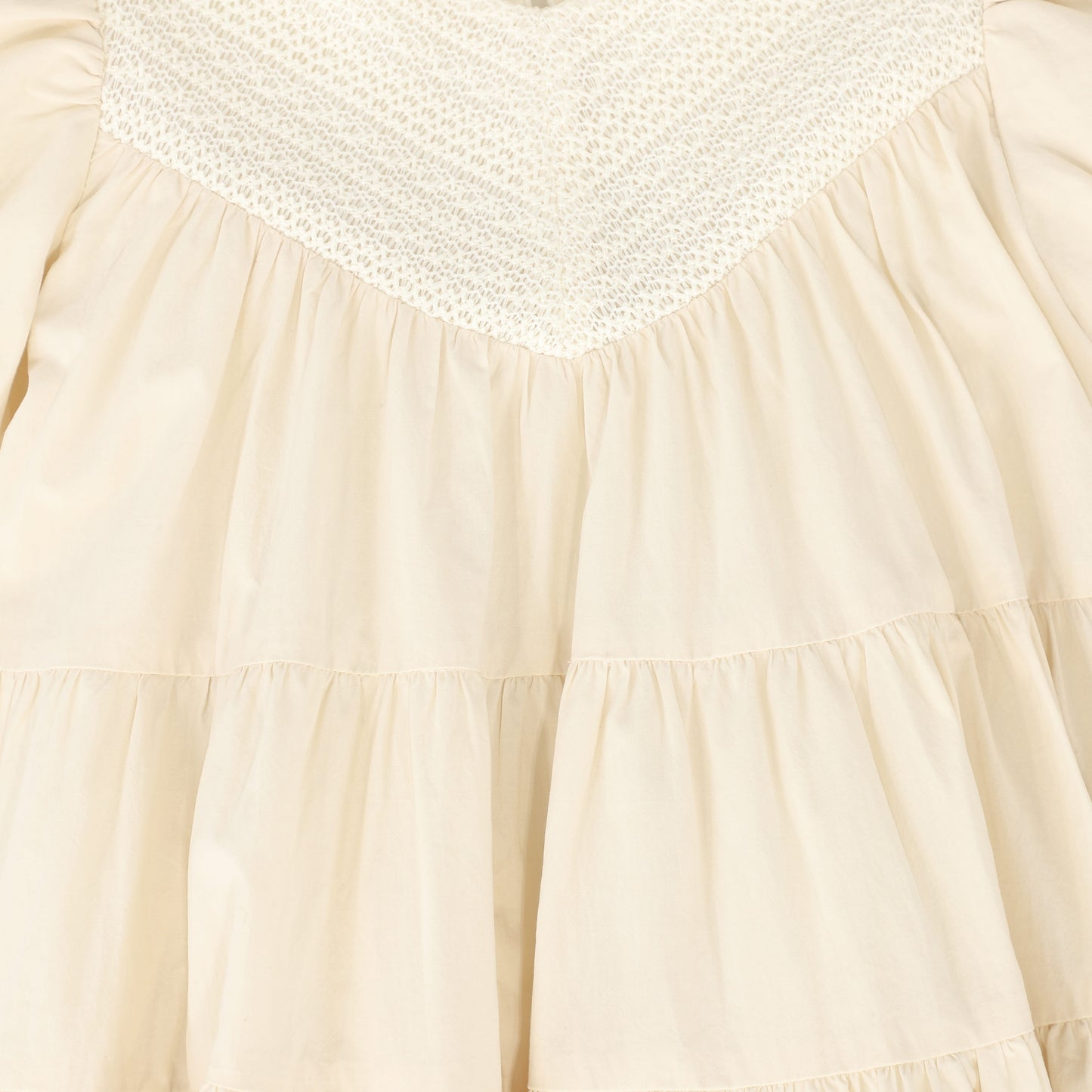 BAMBOO CREAM LACE TIERED DRESS