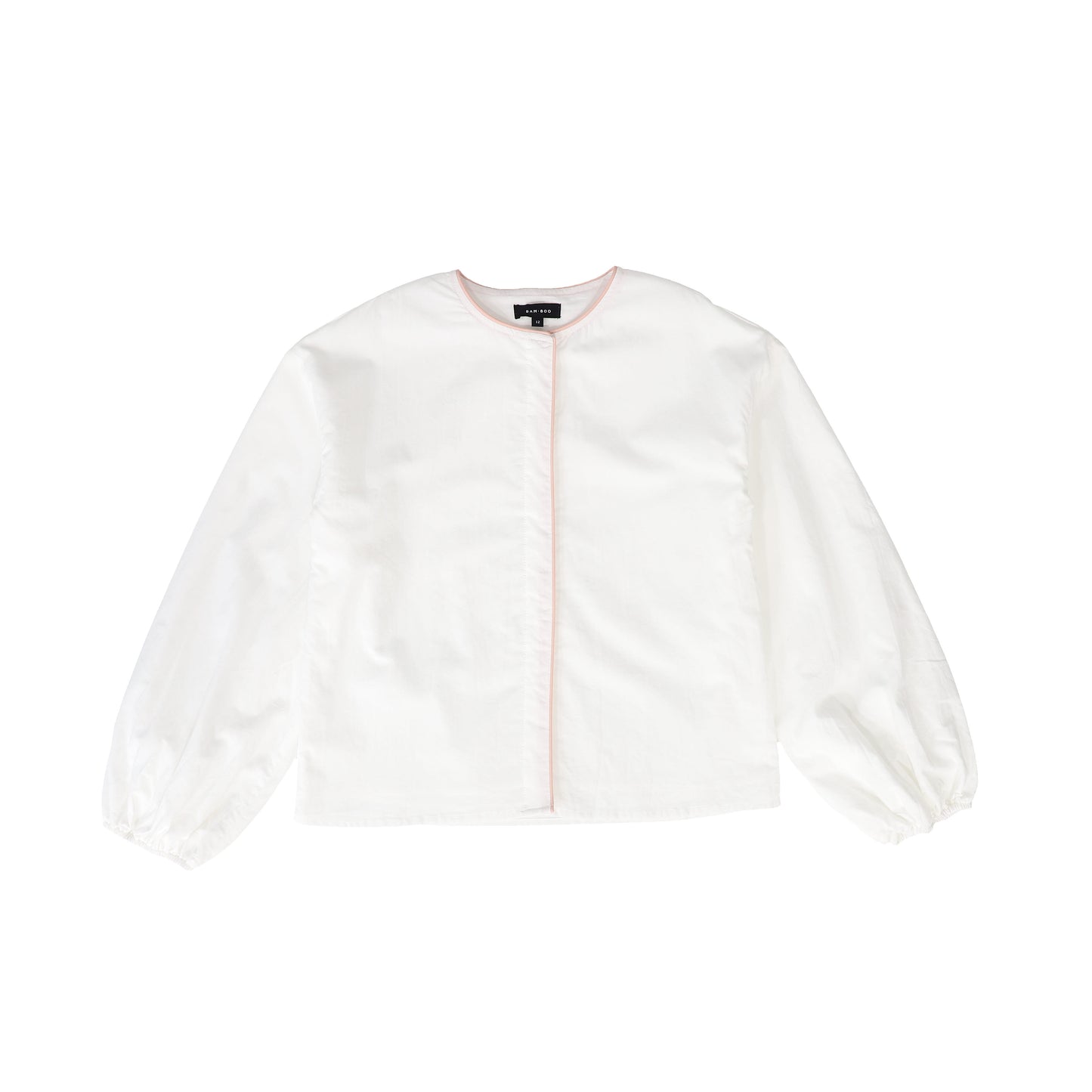 BAMBOO WHITE/PINK PIPED BLOUSE