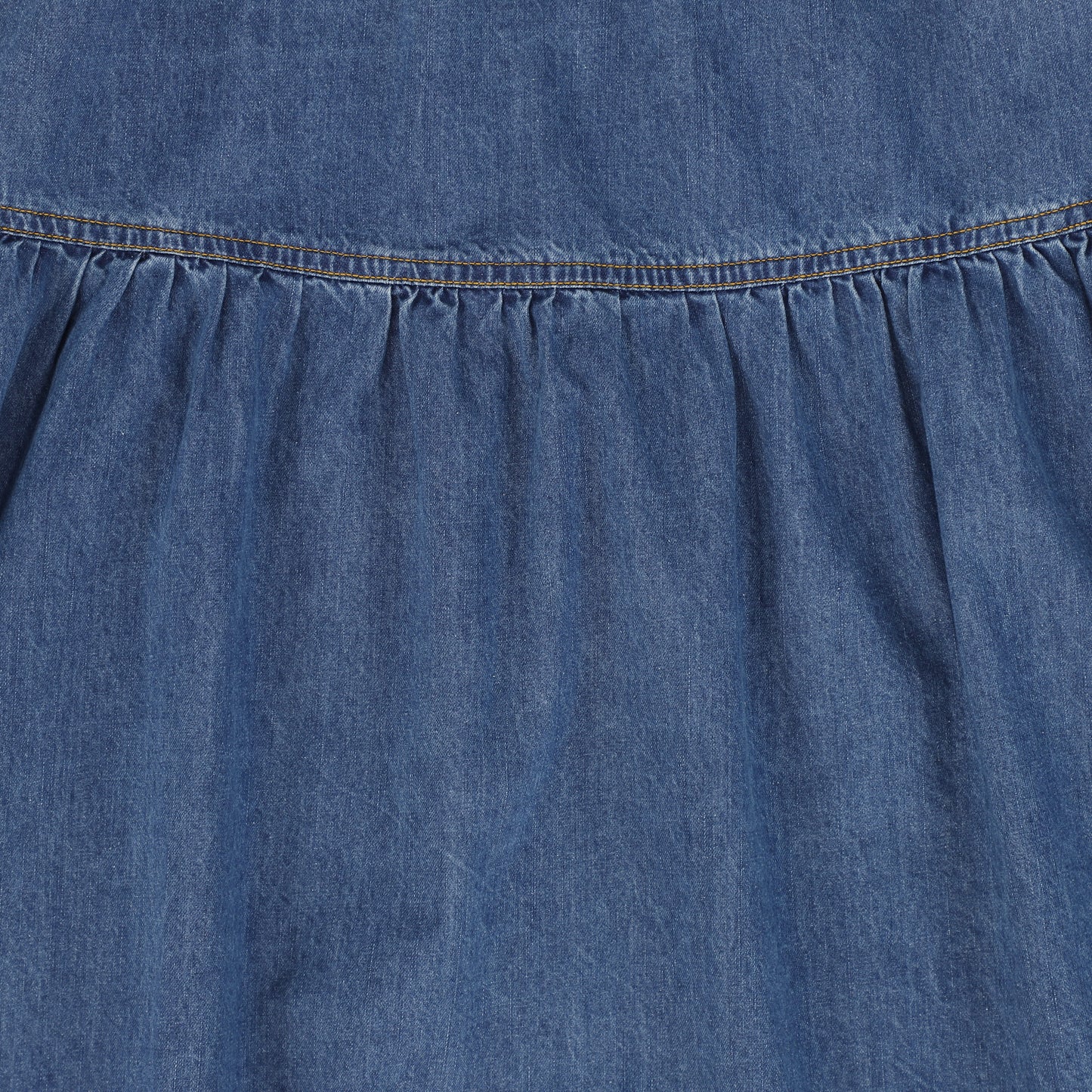 BAMBOO MID BLUE DENIM WAISTED MAXI SKIRT