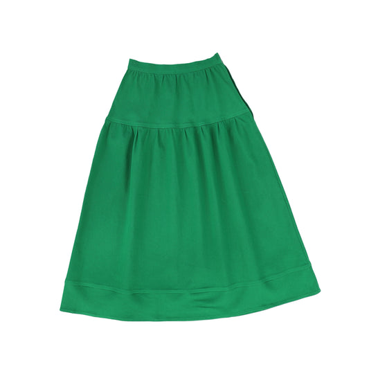 BAMBOO GREEN DENIM WAISTED MAXI SKIRT