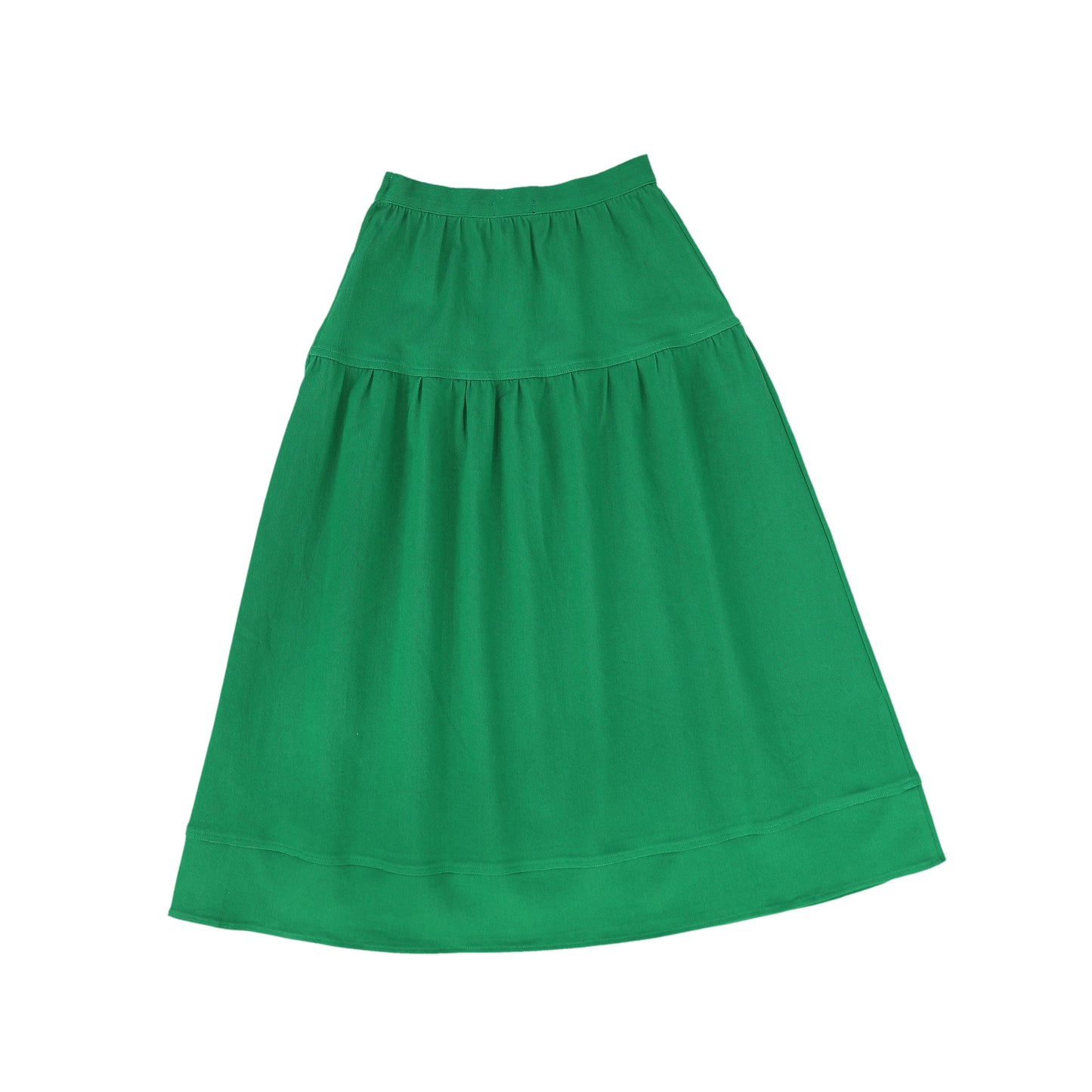 BAMBOO GREEN DENIM WAISTED MAXI SKIRT