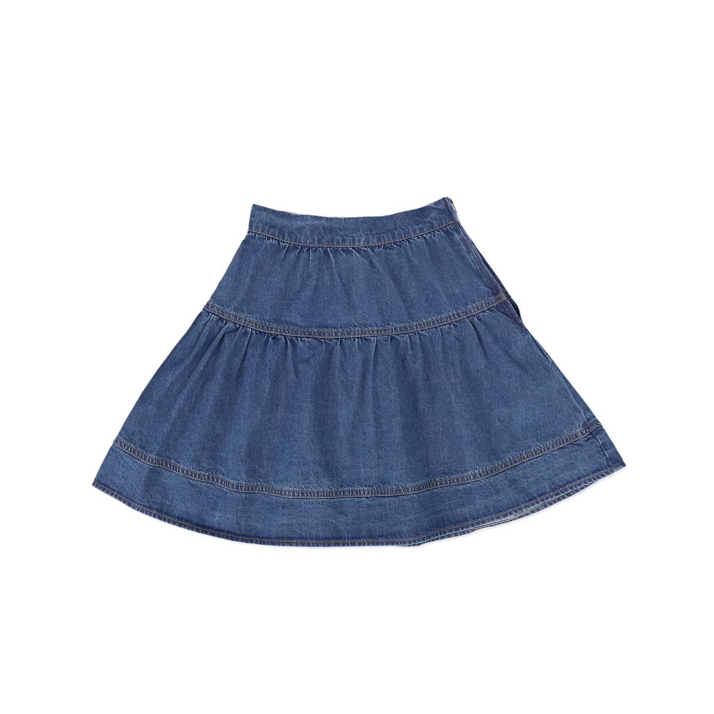 BAMBOO MID BLUE DENIM STITCHED SKIRT