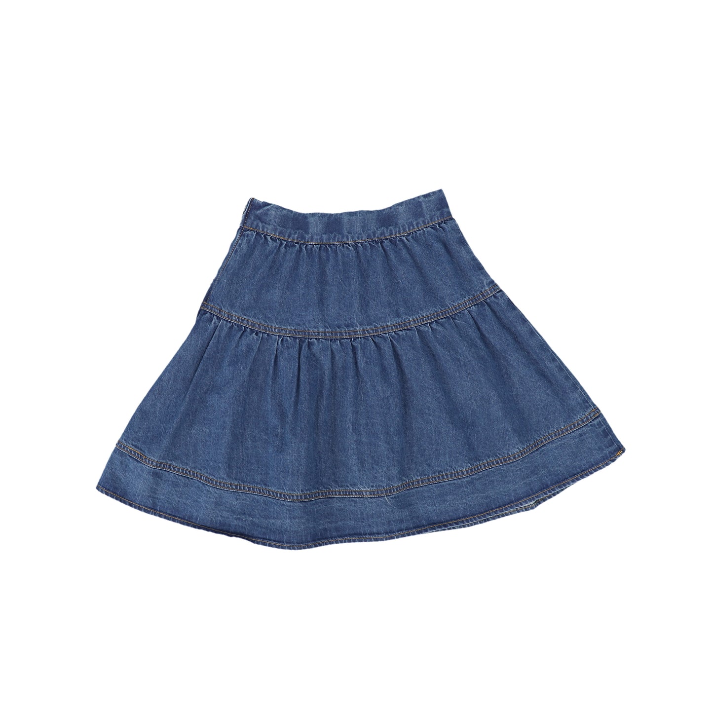 BAMBOO MID BLUE DENIM STITCHED SKIRT