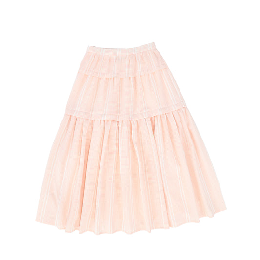 BAMBOO PINK CHECKED TIERED SKIRT