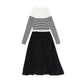 BAMBOO BLACK/WHITE STRIPED SWEATER MAXI DRESS [FINAL SALE]