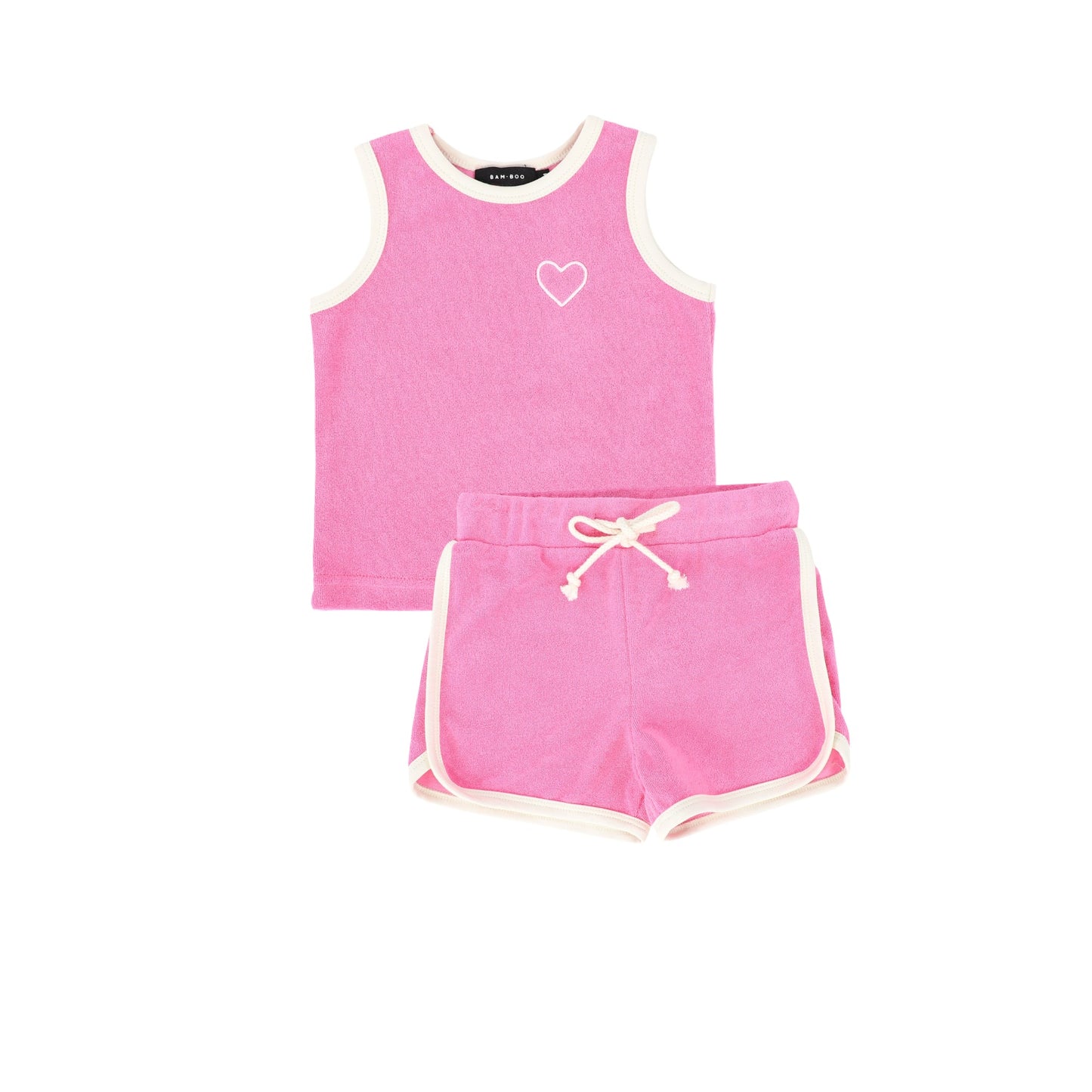 BAMBOO FUCHSIA PINK TRIM TERRY TANK SET