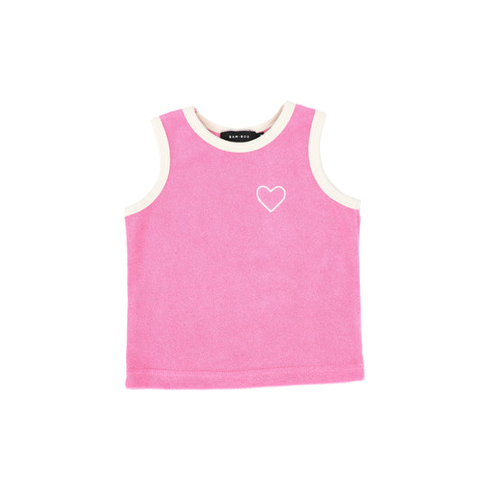 BAMBOO FUCHSIA PINK TRIM TERRY TANK