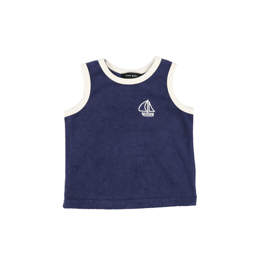 BAMBOO NAVY TRIM TERRY TANK