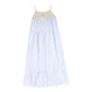 BAMBOO BLUE/WHITE STRIPED CROCHET TIERED MAXI DRESS