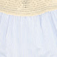 BAMBOO BLUE/WHITE STRIPED CROCHET TIERED MAXI DRESS