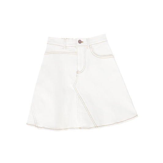 BAMBOO WHITE DENIM STITCHED SKIRT