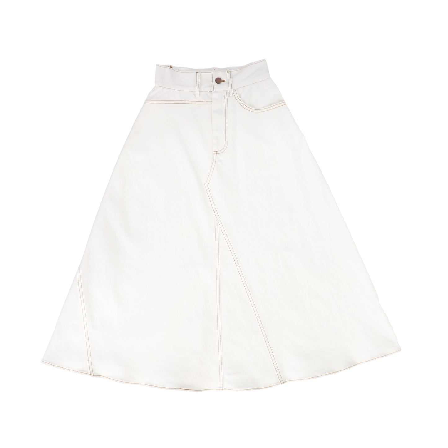 BAMBOO WHITE DENIM STITCHED MAXI SKIRT