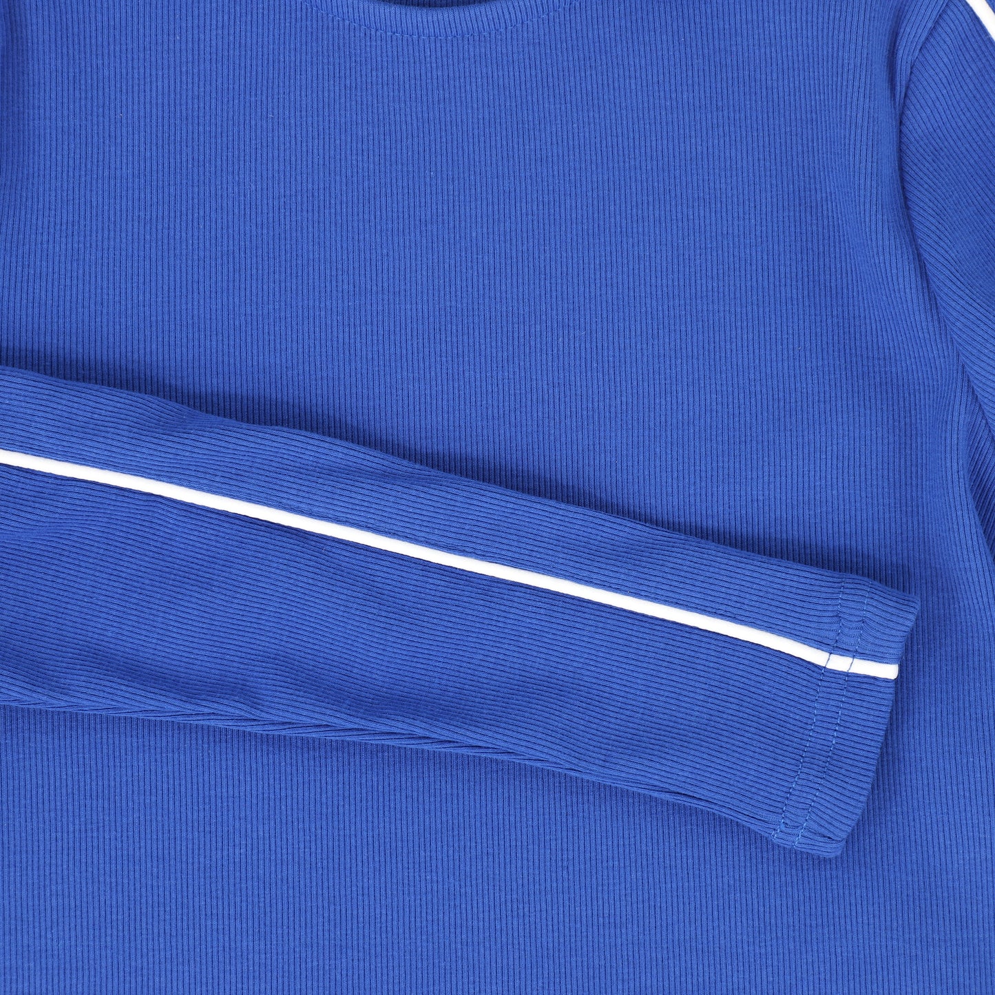 BAMBOO ROYAL BLUE RIBBED PIPED T-SHIRT