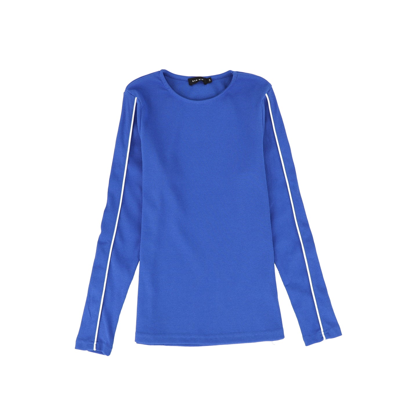 BAMBOO ROYAL BLUE RIBBED PIPED T-SHIRT