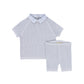 LE BOURDON POWDER BLUE CABLE KNIT SHORTS SET