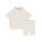 LE BOURDON TAN CABLE KNIT SHORTS SET