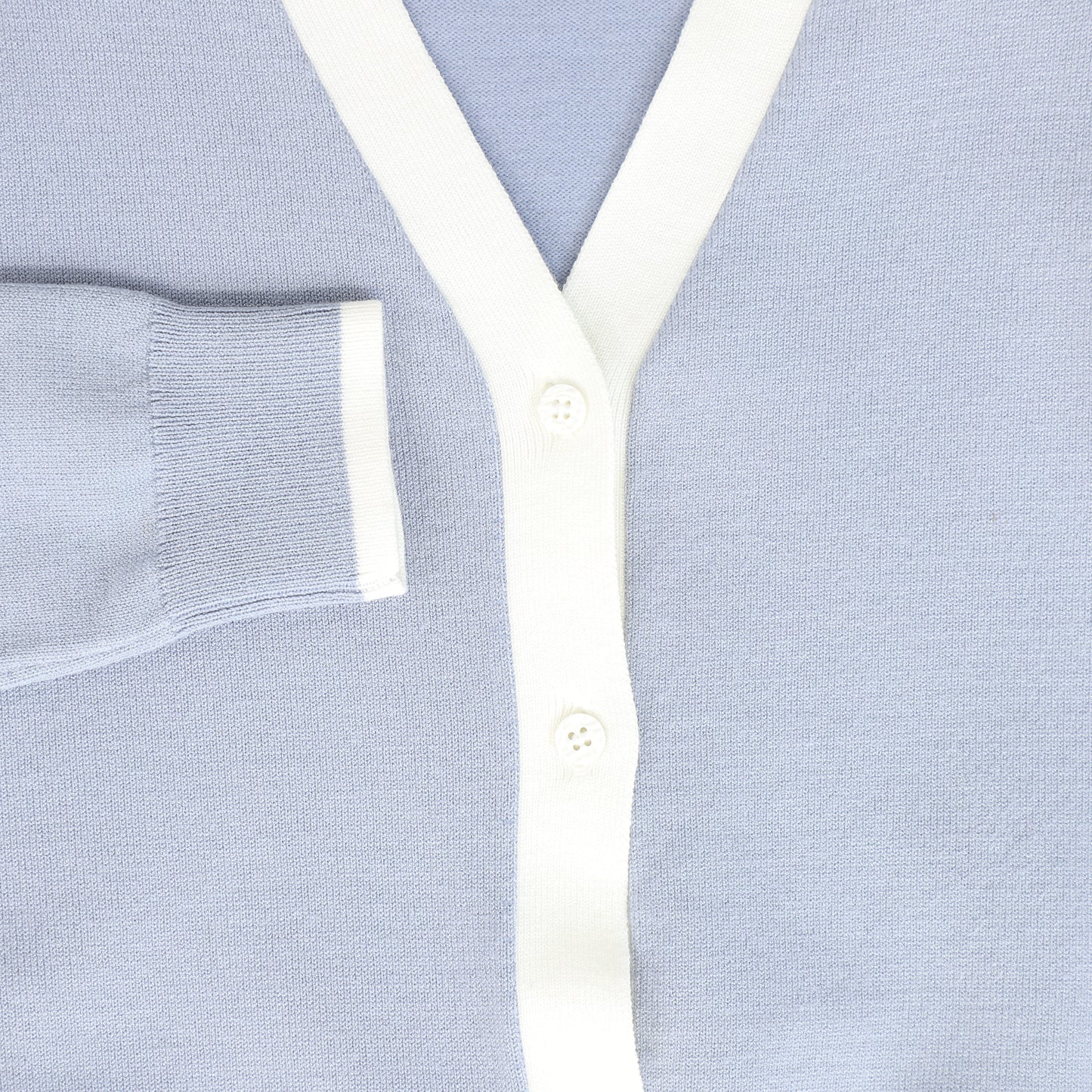 LE BOURDON POWDER BLUE TRIM CARDIGAN