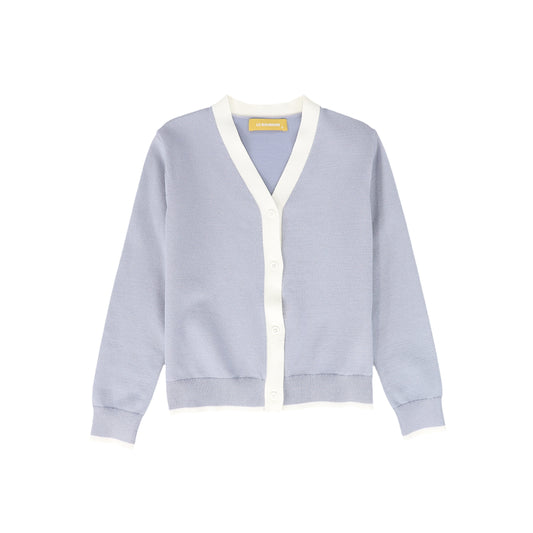 LE BOURDON POWDER BLUE TRIM CARDIGAN