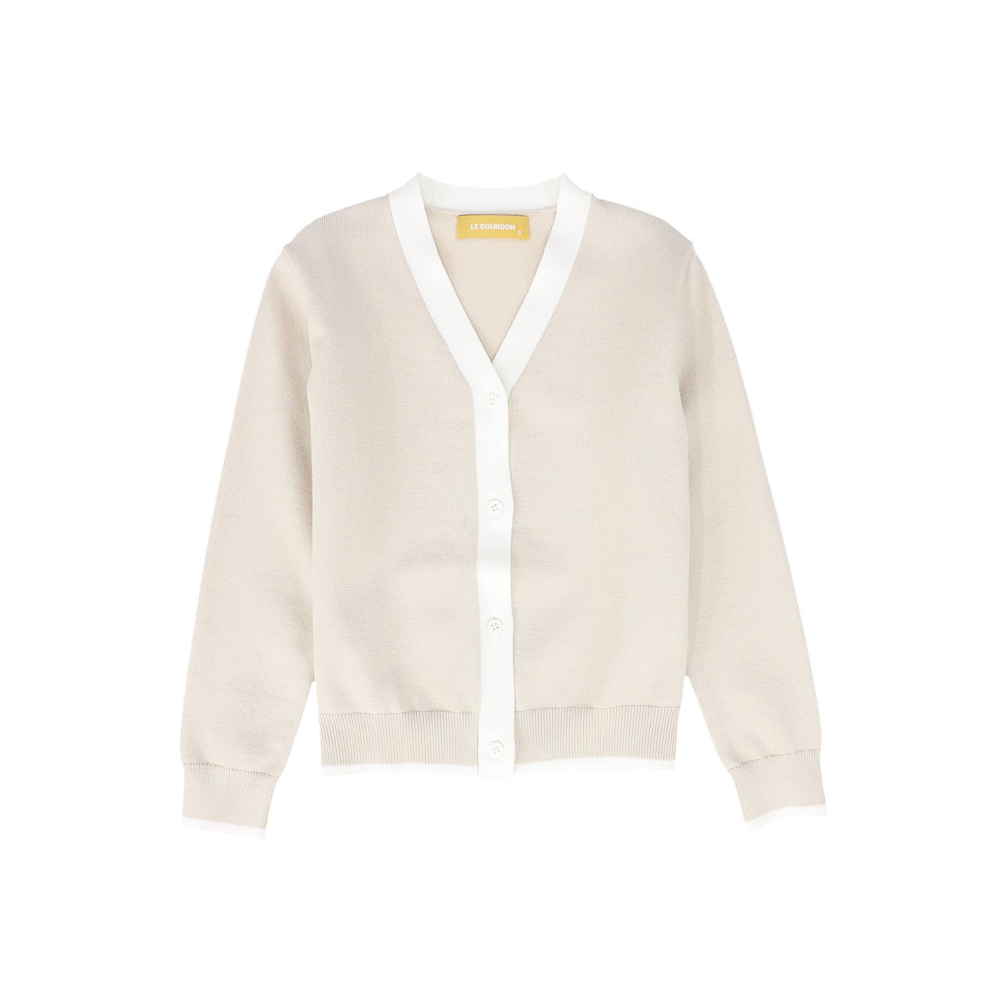 LE BOURDON TAN TRIM KNIT CARDIGAN